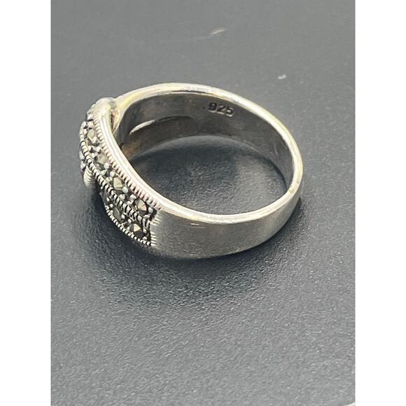 Sterling Silver 925 Marcasite Twist Knot Wrapped Ring Sz 8.25 - Picture 5 of 9